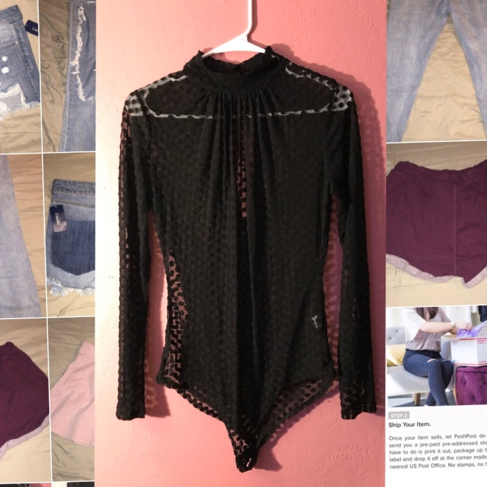 WINDSOR black mesh bodysuit